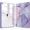 Fintie Custodia ibrida sottile per iPad 9a/8a/7a generazione (2021/2020/2019) da 10,2 pollici, custodia antiurto con guscio posteriore trasparente, marmo lilla