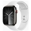 Apple Watch Series 8 Acciaio inossidabile 45 mm (2022) | GPS + Cellular | graphite | Cinturino Sport bianco