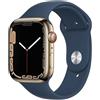 Apple Watch Series 8 Acciaio inossidabile 45 mm (2022) | GPS + Cellular | oro | Cinturino Sport Blu abisso