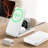 ESR Stazione di ricarica Qi2 3 in 1 per Apple, 15W Caricatore da viaggio MagSafe per iPhone e Apple Watch [certificato], Per iPhone 17/16/15/14/13/12 e Apple Watch e AirPods, Bianco