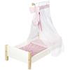 roba Lettino per Bambole Scarlett, Legno, Accessori in Tessuto, Biancheria da Letto e Baldacchino, Bianco