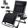 VEVOR Poltrona Relax a Gravità Zero Reclinabile 825 mm, Lettino Relax da Giardino Cortile, Lettino Antigravità Regolabile con Cuscino, Poggiatesta, Poggiapiedi, Portabicchieri Carico 226,8 kg, Nero