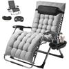 VEVOR Poltrona Relax a Gravità Zero Reclinabile 825 mm, Lettino Relax da Giardino Cortile, Lettino Antigravità Regolabile con Cuscino, Poggiatesta, Poggiapiedi, Portabicchieri Carico 226,8 kg Grigio