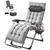 VEVOR Poltrona Relax a Gravità Zero Reclinabile 645 mm, Lettino Relax da Giardino Cortile, Lettino Antigravità Regolabile con Cuscino, Poggiatesta, Poggiapiedi, Portabicchieri Carico 226,8 kg Grigio