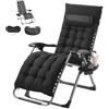 VEVOR Poltrona Relax a Gravità Zero Reclinabile 645 mm, Lettino Relax da Giardino Cortile, Lettino Antigravità Regolabile con Cuscino, Poggiatesta, Poggiapiedi, Portabicchieri Carico 226,8 kg Nero