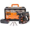 WORX Nitro WX381 - Martello pneumatico senza spazzole da 20 V, per forare, trapano a percussione e scalpello, 2 Joule, con batteria e caricatore