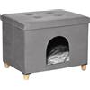 PawHut Casetta per Gatti Pouf Poggiapiedi Imbottito con Cuscino Rimovibile e Lavabile, Grigio|Aosom