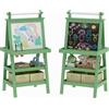 AIYAPLAY Lavagna per Bambini con Cavalletto 3 in 1, Rotolo di Carta e 2 Contenitori, in Legno, 59x48x118 cm, Verde | Aosom Italy