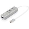 Digitus Digitus Hub USB 2.0 3 porte e adattatore LAN Fast Ethernet con connettore Type-Câ„¢ (DIGITUS 3P USB 2.0 HUB + FAST - ETHERNET LAN ADAPTOR TYPE C) DA-70253