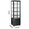Vetrina Frigo Bibite Nera, 4 Lati Espositivi in Vetro, 235 L, +2°C/+12°C, Classe B