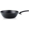 Fissler Wok Wok, Serie Adamant, Nero (superficie interna/esterna), Capacità 5.2 Litri, Diametro 30 cm, Impugnatura ergonomica