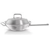 Fissler Wok Wok, Serie Original-Profi Collection, Acciaio inox satinato (esterna)/ Acciaio inox lucidato (interna), Capacità 4.1 Litri, Diametro 30 cm, Coperchio in metallo funzione Condensate-Plus