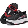 YINGCSM Scarpe con ruote per ragazzi e ragazze, pattini a rotelle, 2 in 1, scarpe da ginnastica, nero/rosso, 31 EU