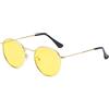 RUNHUIS Piccoli occhiali da sole rotondi polarizzati da donna uomo vintage classico super leggero montatura in metallo lenti retrò moda occhiali per guida pesca, oro/giallo, One size
