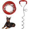 Aomig Cavo Resistente per Cani, Kit Guinzaglio per Cani 3M e Picchetto per Cani in Acciaio Inossidabile, Spirale in Metallo a Forma di Cane Tether Dog Accessori da Campeggio, Cortili, Parchi