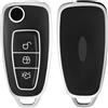 OFF WE GO Custodia Chiave Cover Chiave Guscio Chiavi per Ford MK4 Mk8 Kuga Fiest Focus Galaxy Transit Custom Connect Tourneo Mondeo Coprichiave Macchina TPU Telecomando Auto Portachiavi, Argento Nero