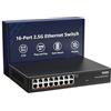 YuanLey Switch Ethernet non Gestito YuanLey a 16 Porte 2,5GB, 16 Porte 2,5G Base-T, Compatibile con 100/1000/2500Mbps, Struttura in Metallo, Switch di Rete 2,5 Gigabit YuanLey per AP Wireless, PC