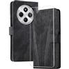binandteam Cover a Libro per Xiaomi Redmi 14C 4G / Redmi A4 5G (6.88) con Vetro Temperato,Custodia in Pelle PU Magnetica Flip Porta Carte Wallet Supporto Portafoglio Case - Nero
