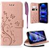 AROYI Cover Compatibile con Xiaomi Redmi Note 12 Pro 5G (Nicht für 4G) e Vetro Temperato, Retro Design Flip Caso in PU Pelle Premium Portafoglio Slot per Schede Chiusura Magnetica Custodia Oro Rosa