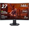 Dell S2721HGFA 27 Full HD (1920x1080) 1500R Monitor Gaming Curvo, 144Hz, VA, 1ms MPRT, AMD FreeSync Premium, NVIDIA G-SYNC Compatible, DisplayPort, 2x HDMI, 3 Anni di Garanzia, Nero