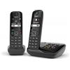 Gigaset AS690A Duo - Telefono fisso senza fili con segreteria telefonica - 2 telefoni - Nero [Versione Italiana]