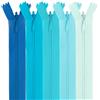 MARARDI [Pack 5] Cerniere Invisibili [Azzurri] Nylon [12 cm] Chiusure Lampo per Cucito e Artigianato per Stoffa Vestiti Borse per Cucire a Macchina Tessuto di Cotone con Chiusura in Metallo