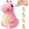 LEcylankEr Salvadanaio Dinosauro Bambini Contamonete Regalo di Compleanno per Ragazza Ragazzo Materiale in PVC di Sicurezza Buono per Decorazione, Diocattolo, Regalo (Rosa)