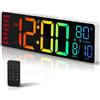 HAITANG Orologio da Parete Digitale - Orologio Digitale da Tavolo 10,5 con Indicazione della Temperatura, Data e Giorno, Dimmer Automatico della Luminosità RGB, Luci Notturne per Scrivania