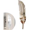 witeup 1 set di specchi acrilici autoadesivi, con piume d'argento, 73 x 18 cm, specchio decorativo 3D, per soggiorno, cucina, camera da letto, bagno