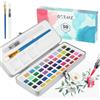 OSDUE Set di Acquarelli Professionali, 50 Colori Scatola Acquerelli Professionali Pieghevole con Pennello Acqua Brush E Spugne, Kit per Acquerello Pittura Principianti, Set Pittura Leggero Portatile