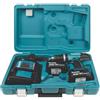 Makita Trapano avvitatore a batteria 18 V, 2 batterie, caricabatterie e kit accessori, 70 pz.