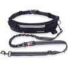 PORTENTUM Guinzaglio mani libere per cani con cintura regolabile 60-127 cm - Ideale per correre, camminare ed escursioni - Design antitrazione con tasche integrate e cuciture riflettenti - Nero