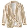 NBNX Blazer da uomo sottile con 2 bottoni, giacca in lino, giacca sottile, casual, giacca da lavoro, giacca sportiva, giacca estiva moderna per il tempo libero, Beige, XXXXL