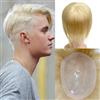RUNRAYAY Toupee - Sistema di sostituzione per protesi da uomo, 100% veri capelli umani europei, 16 x 21 cm, morbida pelle sottile in poliuretano (#613 biondo)