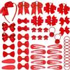 YNR Kit di 50 accessori per capelli rossi, fiocchi, fasce per capelli, clip, supporti per coda di cavallo per ragazze, fermagli per capelli per bambini, regalo di Natale e compleanno