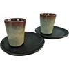 PintoMed PintoCer - Set di Tazzine per Caffè Espresso in Ceramica Gres (Verde/Nero, 2)