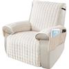 SEMGABO Copripoltrona Relax Reclinabile Universale, Copripoltrona 1 Posto con Tasche e Elastico, Copri Poltrona con Braccioli - Protezione Anti-Macchie e Antigraffio, Lavabile, Beige, 1 Posto(53*190cm)