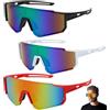 LEZED Confezione 3 occhiali ciclismo antivento, Occhiali veloci Viper, Occhiali da ciclista antivento, occhiali veloci uomo, Occhiali sole sportivi ciclista, Per ciclismo,motociclismo,corsa,sci,alpinismo.