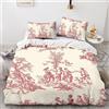 LENTLY Motivo di Toile De Jouy Copripiumino 3D Stampato Con Federe, Bedding Set Con Copripiumini Chiusura A Cerniera, Morbida Microfibra Quilt Cover King（220x240cm）