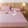 SUIOKPO Coprimaterasso in Cotone, Coprimaterasso Singolo Matrimoniale Impermeabile, Trapuntata/Imbottito Proteggi Materasso Topper Lavabile Rivestimento, Resistente e Durevole,Light pink,180 x 220cm