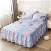 Morbuy Gonna da Letto Trapuntata per Singolo Matrimoniale e Una Piazza e Mezza Elasticizzata Copriletto con Volant Coprirete per Letto Lenzuola con 2 Federe (200x220cm,Blu)