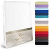 Moon Luxury lenzuolo sotto con angoli elasticizzati, Jersey Stretch 230 G/M² per acqua letti, materassi e tradizionali materassi, Cotone, bianco, 120x200-120x220