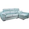 SHIITO - Divano a 3 posti con chaise longue destra - 275 x 100 x 90/160 cm - Modello Sofia - con cassone - Rivestimento in tessuto - Sfoderabile - Azzurro