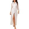 ROSVAJFY Lingerie in Raso Kimono Lunghe Pizzo Sexy Maniche a Pois Pigiama Elegante Camicia da Notte Babydoll Traslucido Vestaglia Abito Sposa con Cintura in Seta