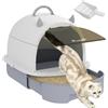 PawHut Lettiera per Gatti Chiusa con Vassoio Estraibile, Paletta e Filtro ai Carboni Attivi, Grigio
