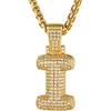 GOLDCHIC JEWELRY Collana Lettera Bubble Collana Oro Iniziale I con CZ, Collana Iniziale Bubble per Uomo e donna Collana Ragazzo Oro Bling con Ciondolo Lettera Bubble I Hip hop rapper