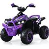COSTWAY 12V Quad Elettrico per Bambini, Auto Elettrica Cavalcabile con Luci LED Musica e Pedale, 2,2-4,3 km/h, Quad Regalo per Bambini 3-8 Anni (Viola)