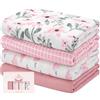 Yoofoss Copertina Neonato in Mussola 4 Pack Coperte Mussola per Neonato Odori Resistenti Anti Batteri 120x120 cm Cotone Fibra Bambù Asciugamani Bambini Copertine Morbide