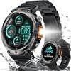 AdivaX Smartwatch Militare Uomo Orologio Impermeabile 3ATM con Torcia LED, 1,45 HD Rugged Smartwatch Militare con Chiamate, Orologio Fitness con 110+ Modalità Sport, SpO2, Notifiche WhatsApp per Android iOS