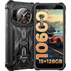 FOSSiBOT 10600mAh Batteria Rugged Smartphone F101 PRO, Helio P60 15GB 128GB, Funzionale Display Posteriore, 24MP Fotocamera, IP68 Impermeabile Cellulare, Android 13, 5.45'' HD+, Dual SIM, GPS Nero